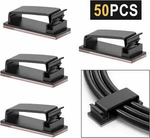 50Pcs Self Adhesive Cable Management Clips Wire Organizers Cord Holder for TV PC