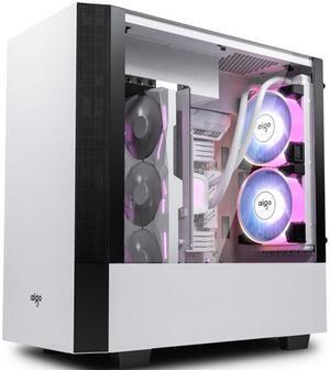 New(Aigo) Breaking dawn X white graphics card vertical full-side transparent computer case (support ATX motherboard/three-fan long graphics card/240MM cold row/right side transparent glass)