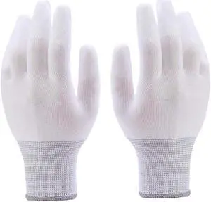sakose 1 Pair Nylon Quilting Gloves PU Fingertips Safety Gloves Work Gloves SIZE L