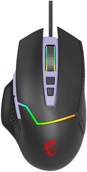 MSI CLUTCH GM20 V2 Gaming Mouse, Wired, RGB Glare, Dragon Spirit Lamp Of Faith,  Gaming Mouse, Ergonomics, BLACK/Purple