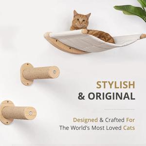 3MNSCD Cat Hammock Wall Mounted Cat Shelf with Two Steps - Cat Wall Shelves and Perches for Sleeping, Playing, Climbing Cat Bed & Furniture for Large Cats or Kitty Wall Cat Bed