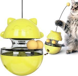 3MNSCD Cat Treat Dispenser Cat Toy Pet Food Treat Ball-Adjustable Cat Ball and Treat Dispensing Pet Toys Pets Yellow