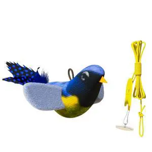 Interactive Cat Toy Bird Real Feather with Catnip No Battery Physical Sound Simulation Teaser Toys Hanging Cat Birds Tweet Toy Blue Interactive Cat Toy Bird Real Feather with Catnip No Battery Physical Sound Simulation Teaser Toys Hanging Cat Birds Tweet Toy Blue