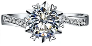 Sterling Silver 1 Carat Snowflake Engagement Ring for Women NSCD Simulated Diamond Rings Anniverary Jewelry 8.5 Sterling Silver 1 Carat Snowflake Engagement Ring for Women NSCD Simulated Diamond Rings Anniverary Jewelry 8.5