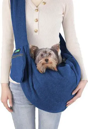 GOOPAWS Dog Sling, Hand Free Pet Sling Carrier Safety Belt Carrying Small Dog Cat Puppy Machine Washable