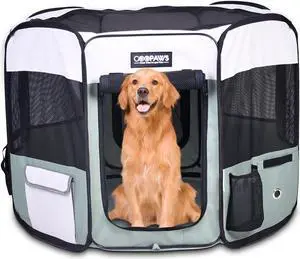 Jespet Portable Foldable Pet Dog Playpen, Portable Pet Playpen Exercise Pen Kennel with Carry Bag for Puppy Cats Kittens Rabbits