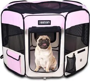 Jespet Portable Foldable Pet Dog Playpen, Portable Pet Playpen Exercise Pen Kennel with Carry Bag for Puppy Cats Kittens Rabbits