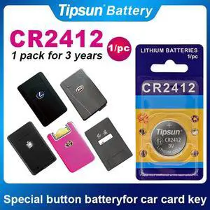 Tipsun CR2412 3Volt Lithium Coin Cell Battery Car Card Key Remote Control