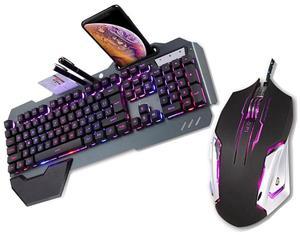 Wired Gaming Keyboard Set Mechanical feel RGB Backlit Modes Waterproof Wired Game Keyboard For PC Desktop office