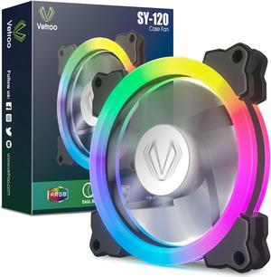Vetroo SY-120 120mm ARGB Case Fan 5V 3 Pin Addressable Motherboard SYNC with Duo-Ring LED Lighting Controller Free (1 Pack)