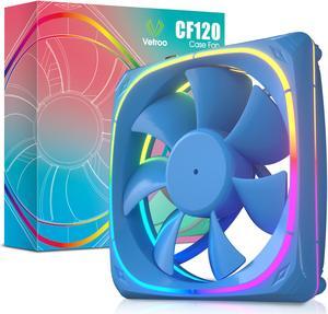 Vetroo CF120 120mm Case Fan 5V 3 PIN Addressable RGB MB Sync PC Cooling Fan W/ Blue Fan Frame for Radiator / CPU Cooler / Computer Case