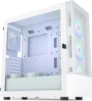 Vetroo AL600 White Mid-Tower ATX PC Case, 3x 120mm ARGB Fans, 3x 120mm Regular Fans Pre-installed, Top 360mm Radiator Support Mesh Computer Gaming Case, Controller Hub Included