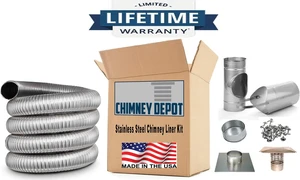 Forever® Vent 4" x 30 ft Single Ply Flexible Chimney Liner Kit Forever® Vent 4" x 30 ft Single Ply Flexible Chimney Liner Kit
