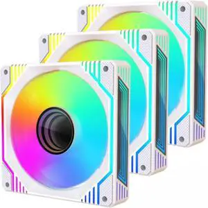 SUIUBUY 3 Pack 120mm ARGB & PWM Game Case Fan 12V Computer PC Case Fan PWM Control for Computer Case & Liquid Radiator