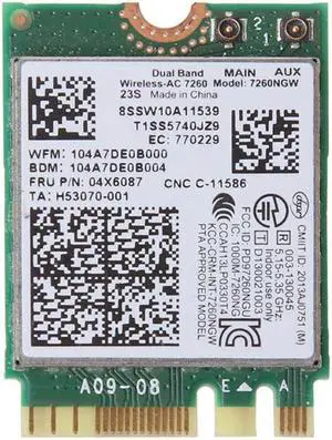For In-tel 7260NGW 7260AC 2.4/5G BT4.0 FRU 04X6007 04W3806 WiFi Wireless Card for Thinkpad X250 x240 x240s x230s t440 w540 t540 Yoga y50