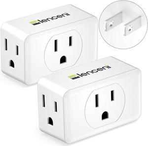3 Prong to 2 Prong Adapter, LENCENT Plug Extender, Wall Plug Splitter with 3 AC Outlets, Travel Power Adaptor for US to Japan Japanese Philippines-Type A, Cruise Ship Approved, 2 Pack