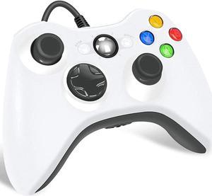 2Packs 2.4G Wireless Controller for Xbox 360 Wireless Remote Controller  Gamepad with Non-Slip Joystick Thumb Grips & Double Shock Live Play for Xbox  360/360 Slim, PC Windows 7, 8, 10 (White+Black) 