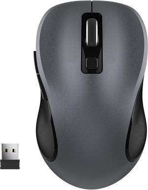 Computer Wireless Mouse, Wireless Ergonomic Mouse 2.4G Portable Mobile Mouse Optical Mice with Nano Receiver, 3 Adjustable DPI Levels, 6 Buttons for Laptop, Notebook, PC (Grey)