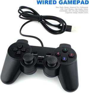 USB Wired Joystick Gamepad Gaming Pad Controller [Double Vibration Feedback Motors] Fit for PC Computer Laptop Window (Black)