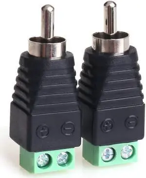 RCA Cable Audio Adapter Phono RCA Male Plug to AV Screw Terminal Audio/Video Speaker Wire connectors Solderless Adapter(RCA Male-2pack)