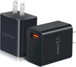 USB Charger Block, OKRAY 2-Pack 18W QC Fast Charging Plug Adapter 2.0/3.0 Quick Charge Power Wall Charger Brick Compatible for iPhone 15 14 13 12 11 XR, Samsung Galaxy S23 S22 Note20, Wireless Charger