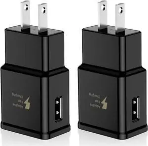 Adaptive Fast Charging Wall Charger Adapter Compatible Samsung Galaxy S6 S7 S8 S9 S10 / Edge/Plus/Active Note 5 Note 8 Note 9 LG G5 G6 G7 V20 V30 ThinQ Plus EP-TA20JBE Quick Charge (2 Pack)