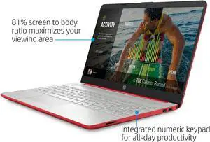 HP 15.6" Pentium 4GB/128GB Laptop-Scarlet Red