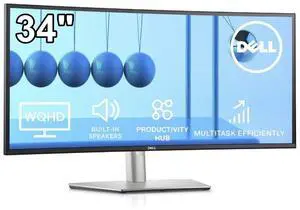 Dell UltraSharp U3421WE 34in Curved Monitor WQHD (3440 x 1440 60Hz) w/Built-in Speakers