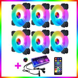 6pcs Computer PC Case Fan RGB Adjust LED Fan Speed 120mm Quiet Music Remote Control AURA SYNC Cooler Cooling RGB Case Fans