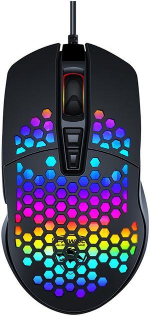 FRIWOL V9 Wired Gaming Mouse Honeycomb Hollow 4000DPI 7 Buttons USB Wired Mouse with RGB Backlight