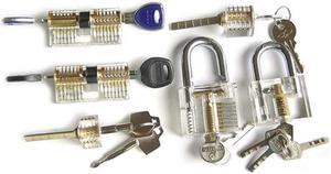6Pcs Transparent Practice Padlocks Kit Locksmith Practice Training Skill Set - OEM