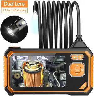 Inskam113-2 Dual-lens 5M Borescope HD 1080P Hard Wire 4.3-inch Large Screen + IP67 Waterproof for Car Sewer Air Conditioner Mechanical Maintenance-5M