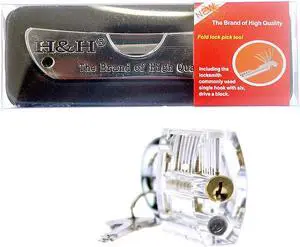 6 in 1 Folding Locksmith Tools Pocket Locksmith Set with Transparent Padlock Tool