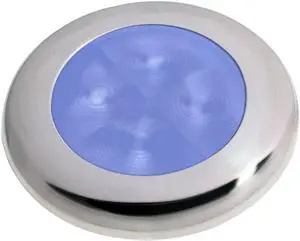 Hella Marine Polished Stainless Steel Rim Led Courtesy Lamp - Blue