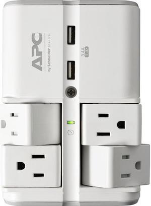 apc wall surge protector 4 rotating outlets 1080j protection two 3.4a usb charger ports surgearrest essential (pe4wru3)