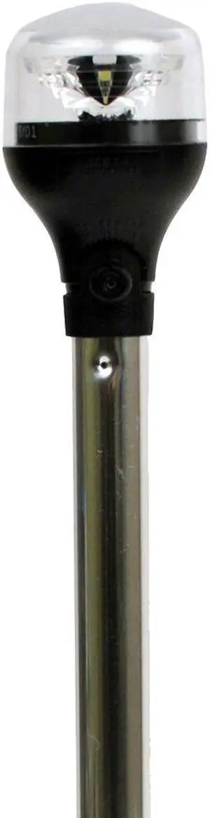 Attwood Lightarmor Plug-In All-Around Light - 20" Aluminum Pole - Black Horizontal Composite Base W/Adapter