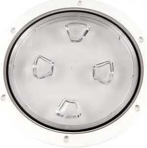 Beckson 8" Clear Center Screw-Out Deck Plate - White
