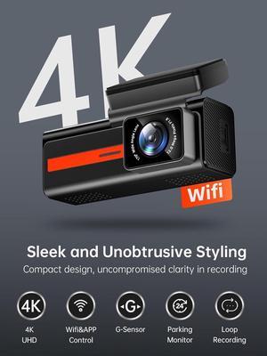 Dash Cam Front and Rear, 4k+1080P Dual Dash Camera for Cars, Veement S80 WiFi Mini Dashcam with App,1.47 Display Car Camera, Night Vision,24H Parking Mode, G-Sensor, Loop Recording, Support Max 256GB