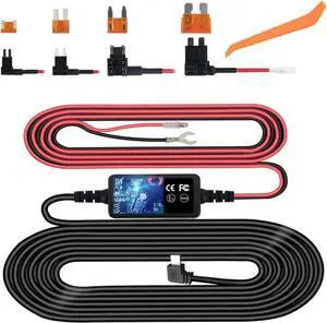 Dash Cam Hardwire Kit,Type-C Hard Wire Kit,USB C Hard Wire Kit Fuse for Dashcam, Plozoe 12V-24V to 5V Car Dash Camera Charger Power Cord, Gift 4 Fuse Tap Cable and Installation Tool11.5ft