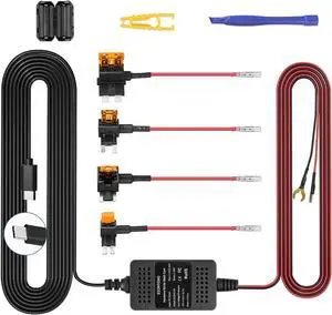 Upgraded Dash Cam Hardwire Kit, Type-C USB Hard Wire Kit 12V-24V to 5V Hardwire Kit with Low Voltage Protection 13ft Dash Cam Charger Power Cord for Dashcam GPS Power Supply Radar Detectors and More