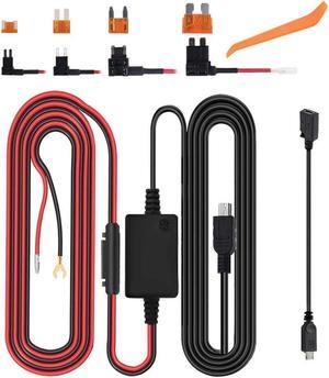 Dash Cam Hardwire Kit 12-24V to 5V / 3A, Micro USB & Mini USB Hard Wire Kit Fuse for Dashcam, Dash Camera Charger Power Cord,  13ft