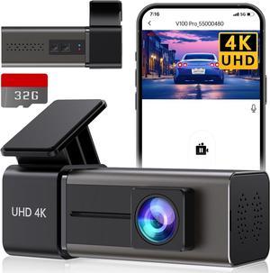 Dash Cam 4K WiFi Front Dash Camera for Cars,  Car Camera Mini Dashcams with App, Dashboard Camera with 24H Parking Mode, Night Vision, Loop Recording, Free 32G Card, Support 256G Max