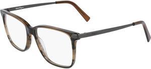SALVATORE FERRAGAMO-SF2877 216 Rectangle Eyeglasses Striped Brown/Matte Ruthenium