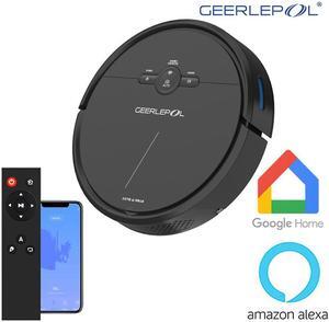 GEERLEP D2-001 1500Pa Robot Vacuum Cleaner Wi-Fi Connectivity, Works with Alexa, Good for Pet Hair, Carpets, Hard Floors, Self-Charging,120min Runtime