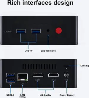 Mini PC Model GKmini Intel Gemini Lake Refresh Processor J4125 (4C/4T, 4M Cache, 2.0GHz up to 2.7GHz), DDR 8G,SSD 128GB, Bluetooth 4.0 (GKmini8+128)
