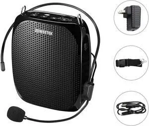 New Zoweetek Portable Rechargeable Mini Voice Amplifier with Wired Microphone Headset and Waistband Supports MP3 Format Audio for Teachers Singing Coaches Training Presentation Tour Guide