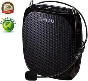 Shidu Portable Rechargeable Mini Voice Amplifier with Wired Microphone Headset and Waistband Supports MP3 Format Audio for Teachers Singing Coaches Training Presentation Tour Guide