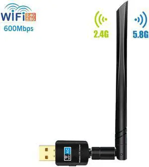 SAKOSE Dual Band 2.4/5.8G 600Mbps Transmission Speed WiFi Adapter Mini size easy to set up Support Windows 10/7 / XP / 8.x / Mac OS X