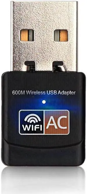 SAKOSE 5B09 USB WiFi adapter 600Mbps WIFI dongle dual frequency 2.4GHz / 5GHz 802.11 ac / a / b / g / n WEP, WPA / WPA2 thernet network LAN card, mini size easy to set up Support Windows 10/7 / XP / 8