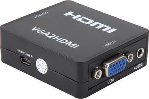 SA HM106N VGA to HDMI, GANA 1080P Full HD Mini VGA to HDMI Audio Video Converter Adapter Box With USB Cable and 3.5mm Audio Port Cable Support HDTV for PC Laptop Display Computer Mac Projector